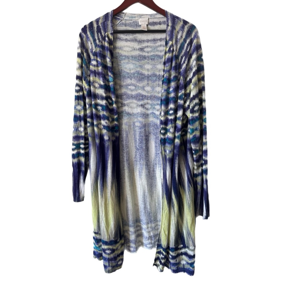 CHICO’S Topper Kimono Cardigan Duster Linen Blend Sz 3/XL